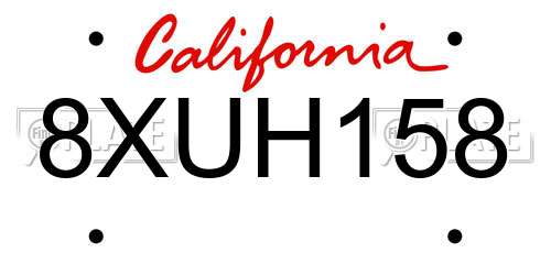 8XUH158 California License Plate