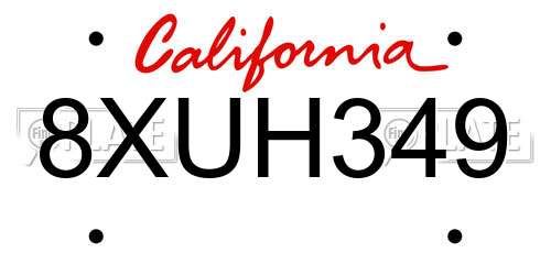 8XUH349 California License Plate