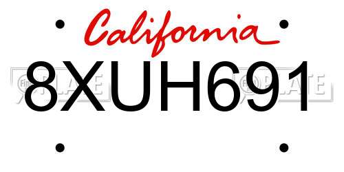 8XUH691 California License Plate