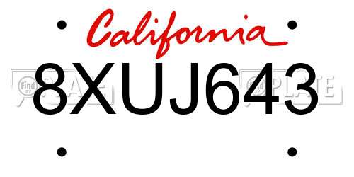 8XUJ643 California License Plate