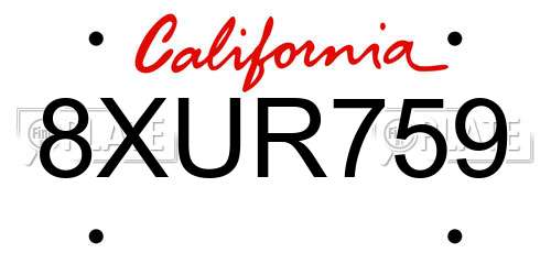 8XUR759 California License Plate