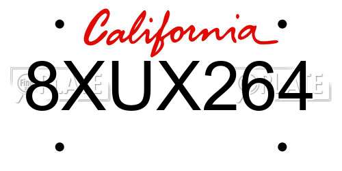 8XUX264 California License Plate