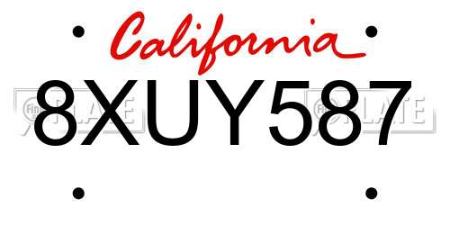 8XUY587 California License Plate