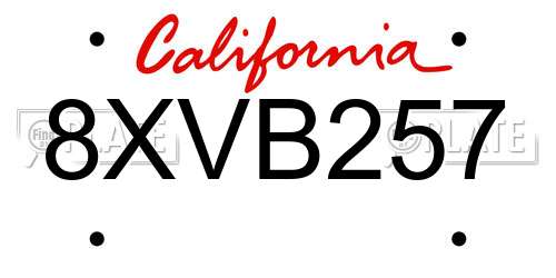 8XVB257 California License Plate