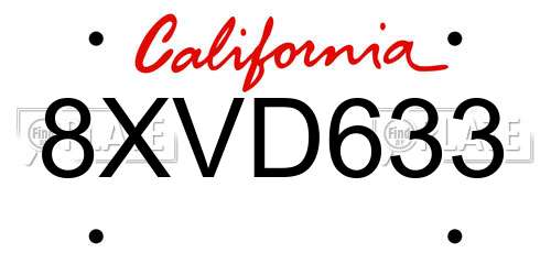 8XVD633 California License Plate