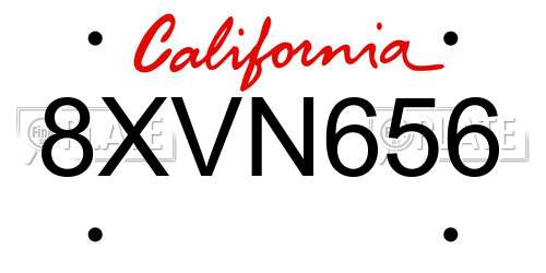 8XVN656 California License Plate