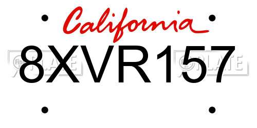 8XVR157 California License Plate