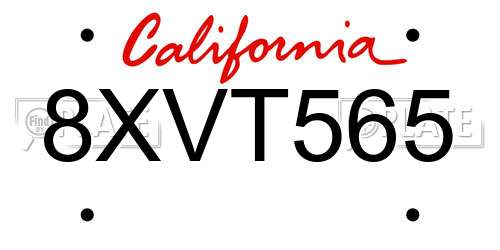 8XVT565 California License Plate