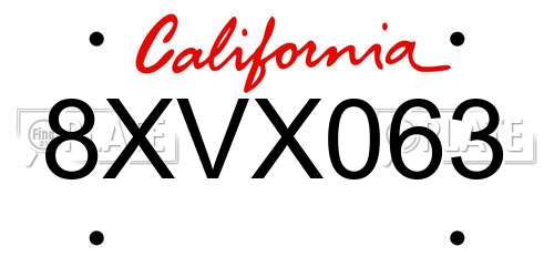 8XVX063 California License Plate