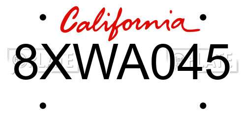 8XWA045 California License Plate