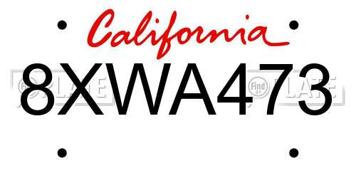 8XWA473 California License Plate