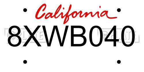 8XWB040 California License Plate