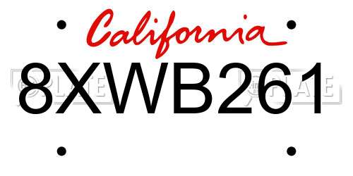 8XWB261 California License Plate