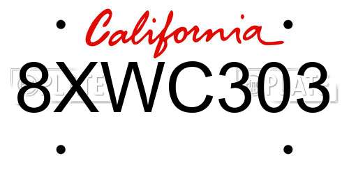 8XWC303 California License Plate