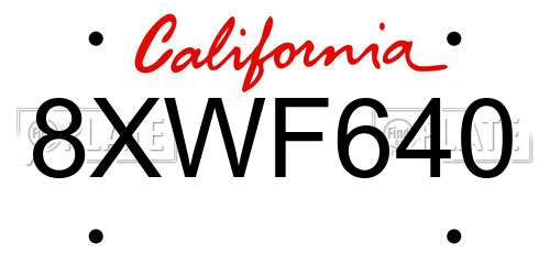 8XWF640 California License Plate