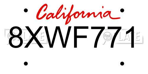 8XWF771 California License Plate