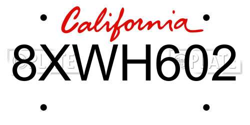 8XWH602 California License Plate