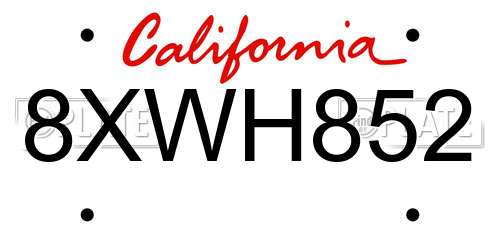 8XWH852 California License Plate
