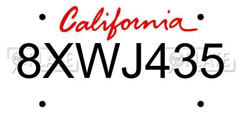 8XWJ435 California License Plate
