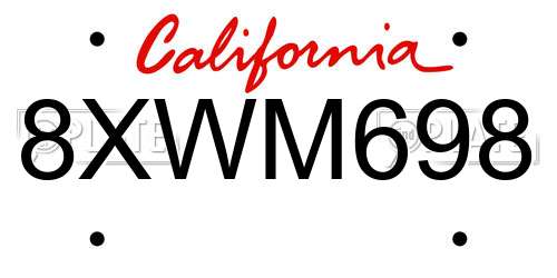 8XWM698 California License Plate