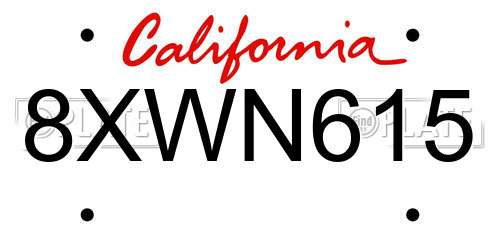 8XWN615 California License Plate