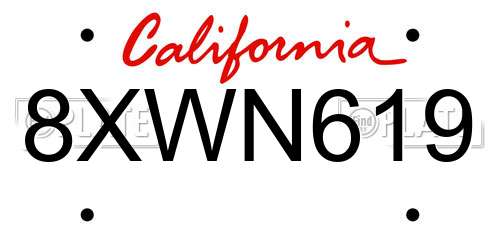 8XWN619 California License Plate