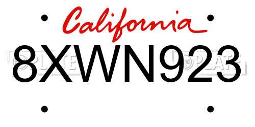 8XWN923 California License Plate