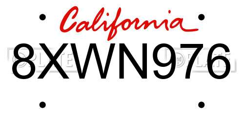 8XWN976 California License Plate