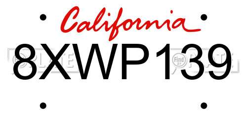 8XWP139 California License Plate