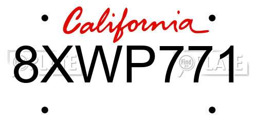 8XWP771 California License Plate