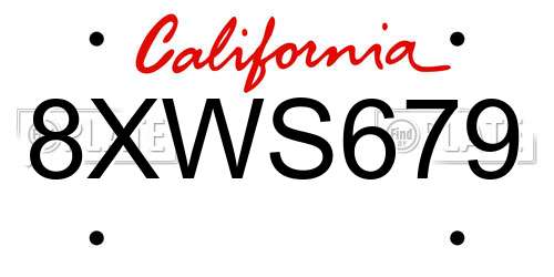8XWS679 California License Plate