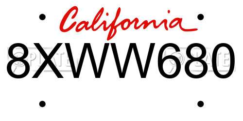 8XWW680 California License Plate