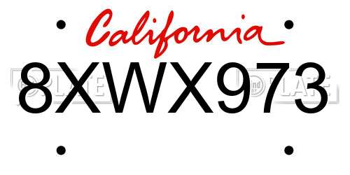 8XWX973 California License Plate