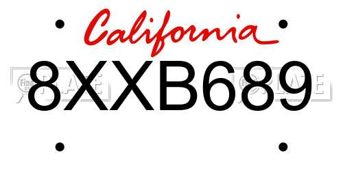 8XXB689 California License Plate