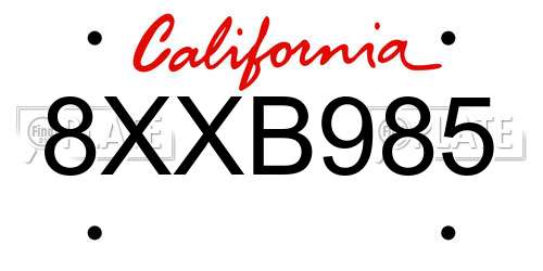 8XXB985 California License Plate