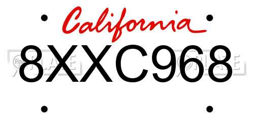 8XXC968 California License Plate