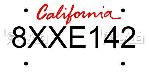 8XXE142 California License Plate