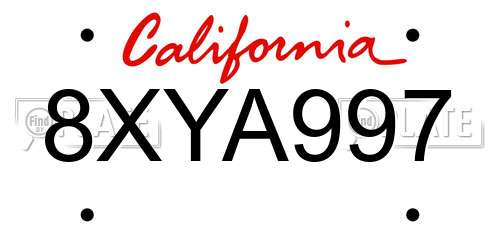 8XYA997 California License Plate