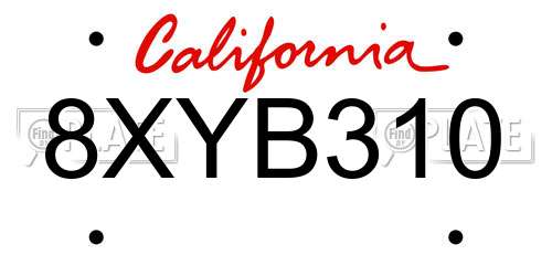 8XYB310 California License Plate