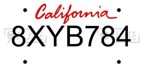 8XYB784 California License Plate