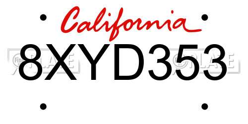 8XYD353 California License Plate