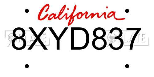 8XYD837 California License Plate