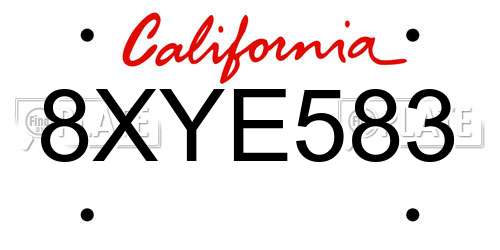 8XYE583 California License Plate