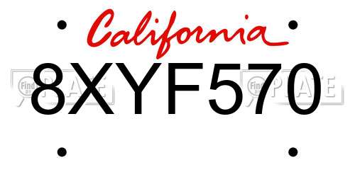 8XYF570 California License Plate