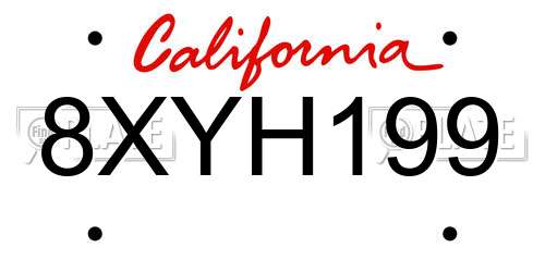 8XYH199 California License Plate