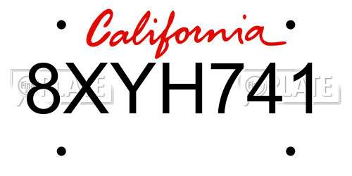 8XYH741 California License Plate