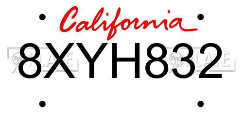8XYH832 California License Plate