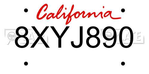 8XYJ890 California License Plate