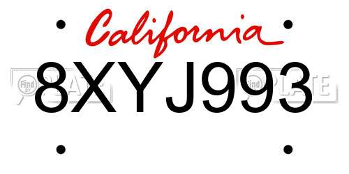 8XYJ993 California License Plate