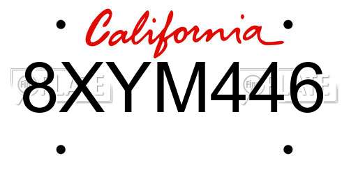 8XYM446 California License Plate